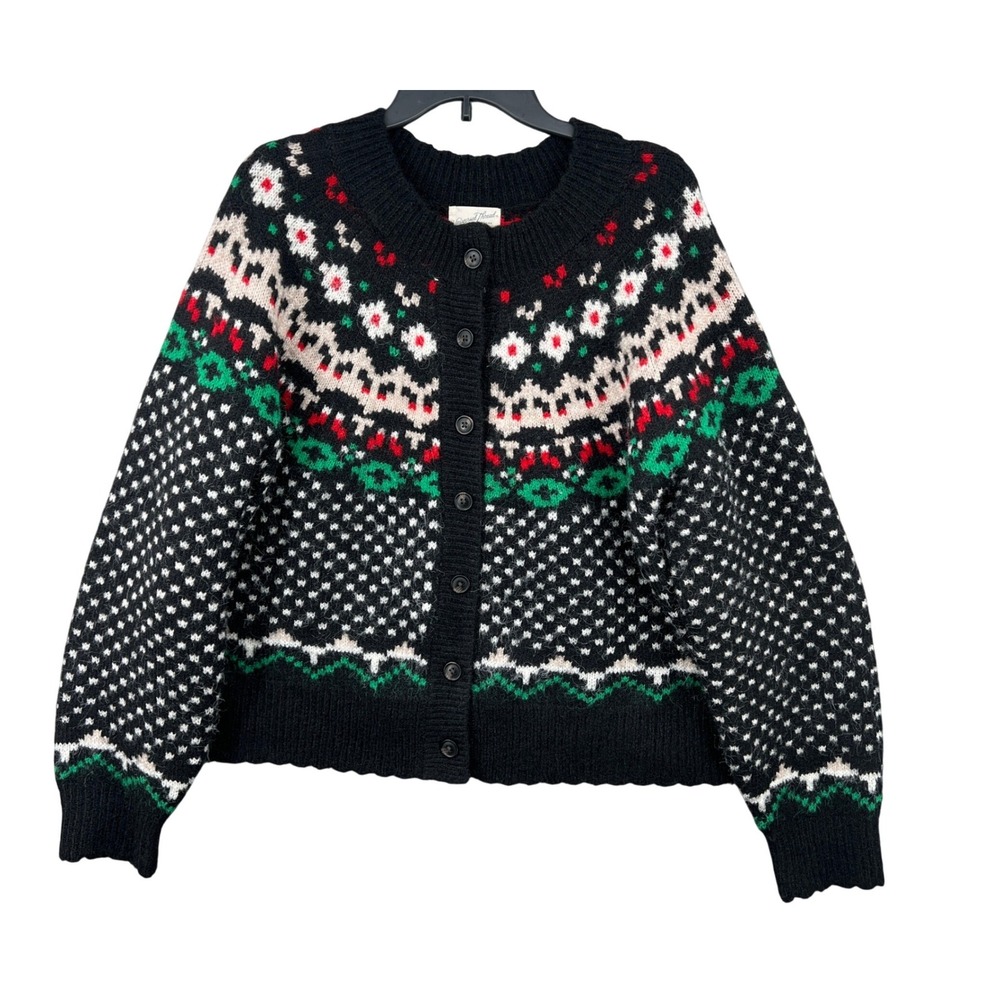 Universal Thread Fair Isle Cardigan Sweater Size XXL Fuzzy Cottagecore Cozy‎